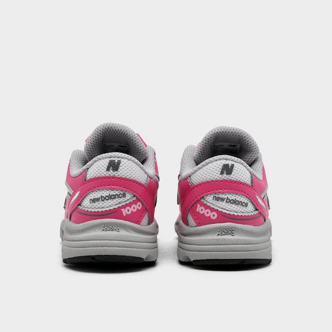 Left view of Girls' Little Kids' New Balance 1000 Casual Shoes in Dragon Berry/White Click to zoom