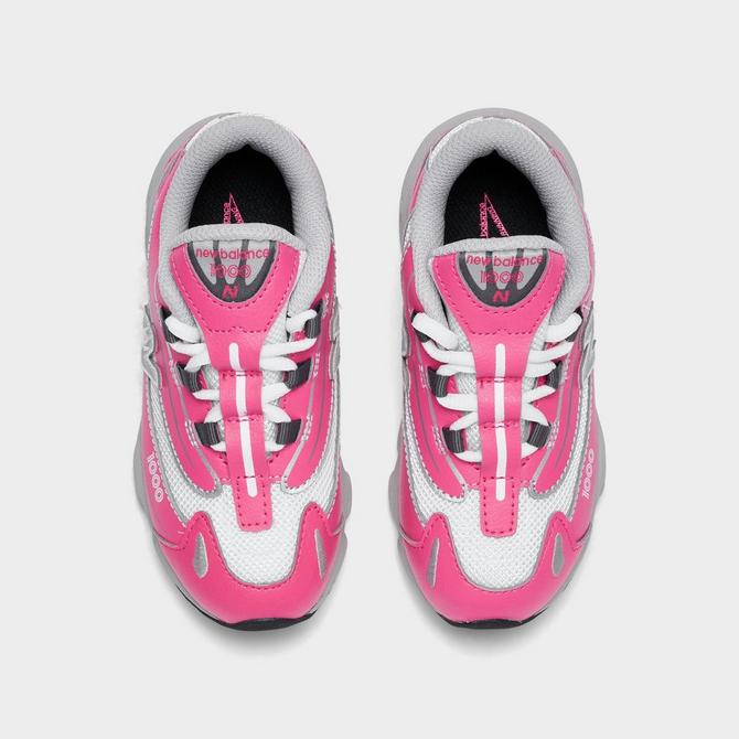 Back view of Girls' Little Kids' New Balance 1000 Casual Shoes in Dragon Berry/White Click to zoom