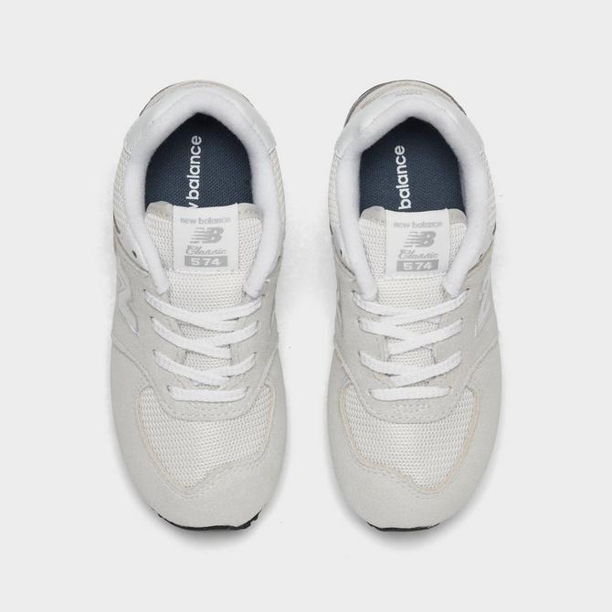 Back view of Boys' Toddler New Balance 574 Suede Casual Shoes in Nimbus Cloud/White Click to zoom
