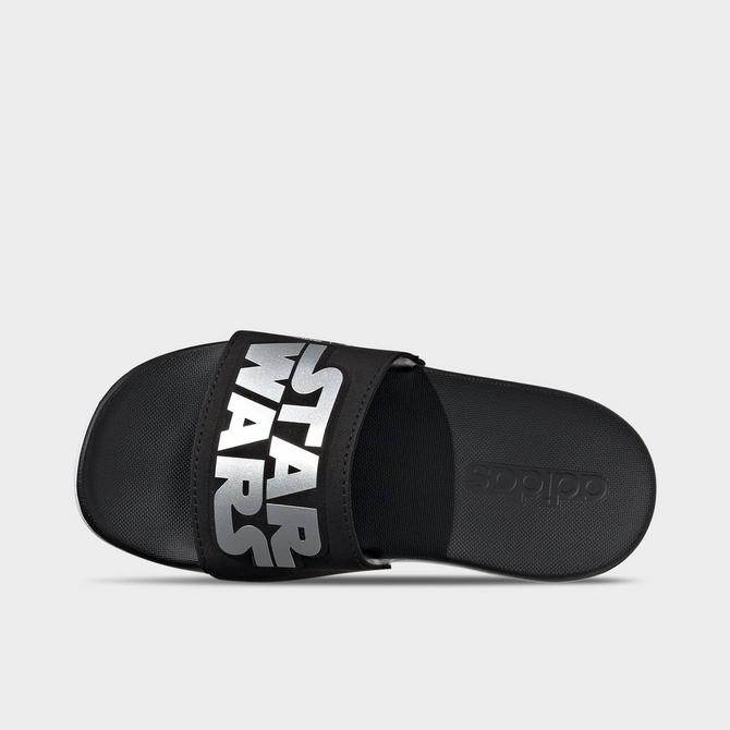 Back view of Little Kids' adidas x Star Wars adilette Comfort Slides in Core Black/Silver Metallic/Footwear White Click to zoom