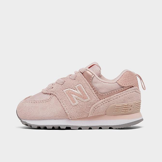 Right view of Girls' Toddler New Balance 574 Casual Shoes in Pink Haze/White Click to zoom
