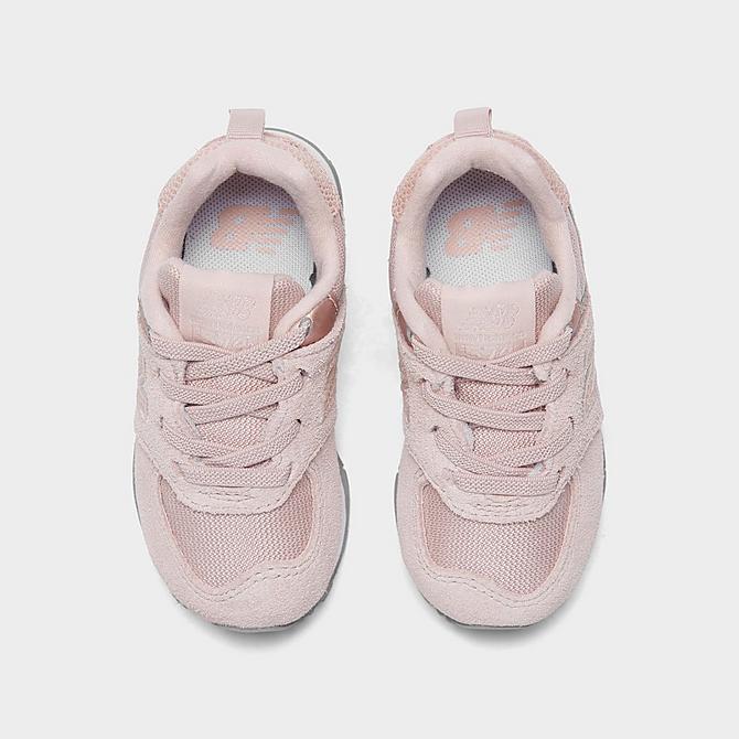 Back view of Girls' Toddler New Balance 574 Casual Shoes in Pink Haze/White Click to zoom