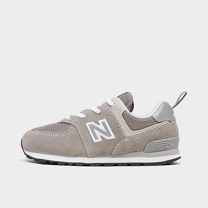 Right view of Boys' Toddler New Balance 574 Suede Casual Shoes in Grey/White Click to zoom