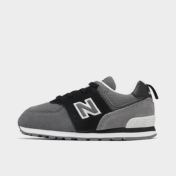 Right view of Boys' Toddler New Balance 574 Suede Casual Shoes in Black/Castlerock Click to zoom
