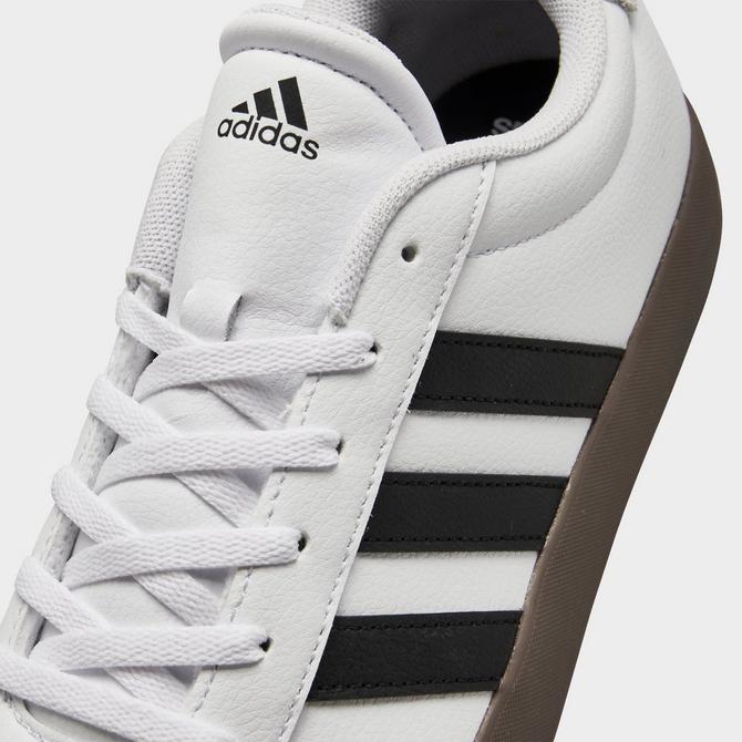Front view of Big Kids' adidas VL Court 3.0 Skateboarding Casual Shoes in White/Black/Grey Click to zoom