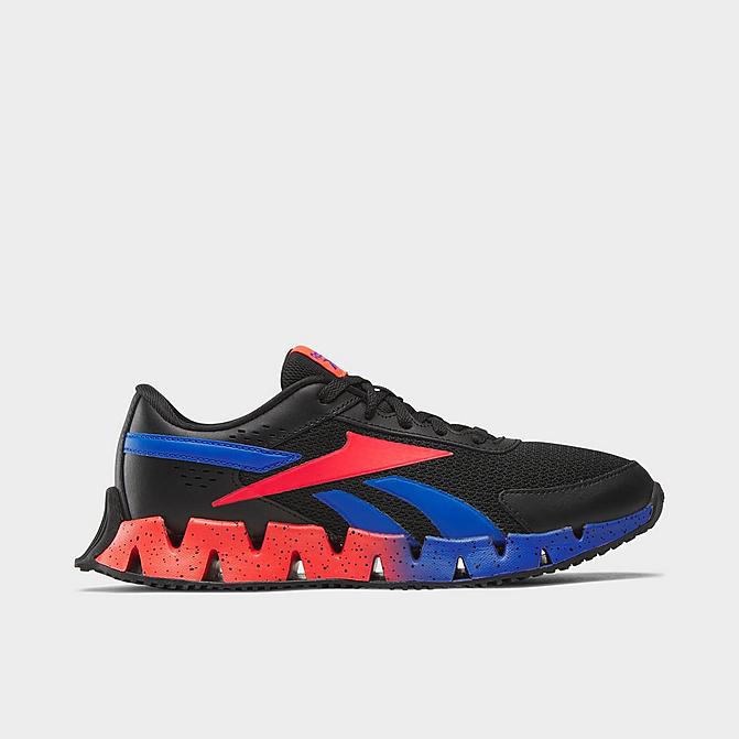 Right view of Big Kids' Reebok Zig Dynamica 2.0 Running Shoes in Core Black/Electric Cobalt/Neon Cherry Click to zoom