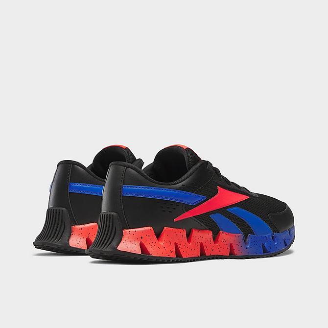 Left view of Big Kids' Reebok Zig Dynamica 2.0 Running Shoes in Core Black/Electric Cobalt/Neon Cherry Click to zoom
