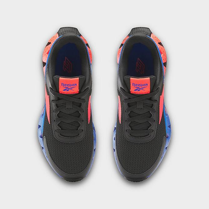 Back view of Big Kids' Reebok Zig Dynamica 2.0 Running Shoes in Core Black/Electric Cobalt/Neon Cherry Click to zoom
