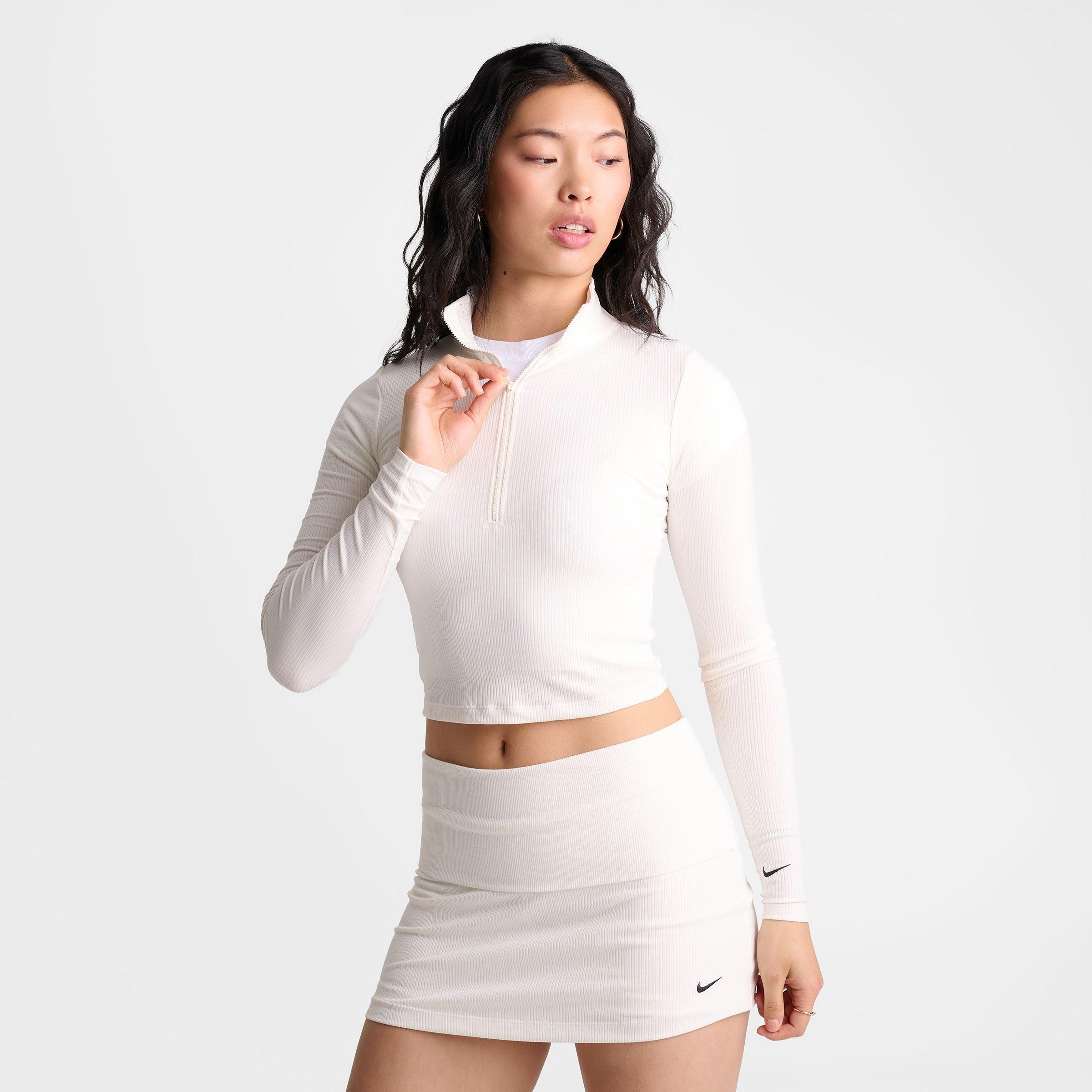 Women's Nike Sportswear Chill Knit Quarter-Zip Long-Sleeve Ribbed