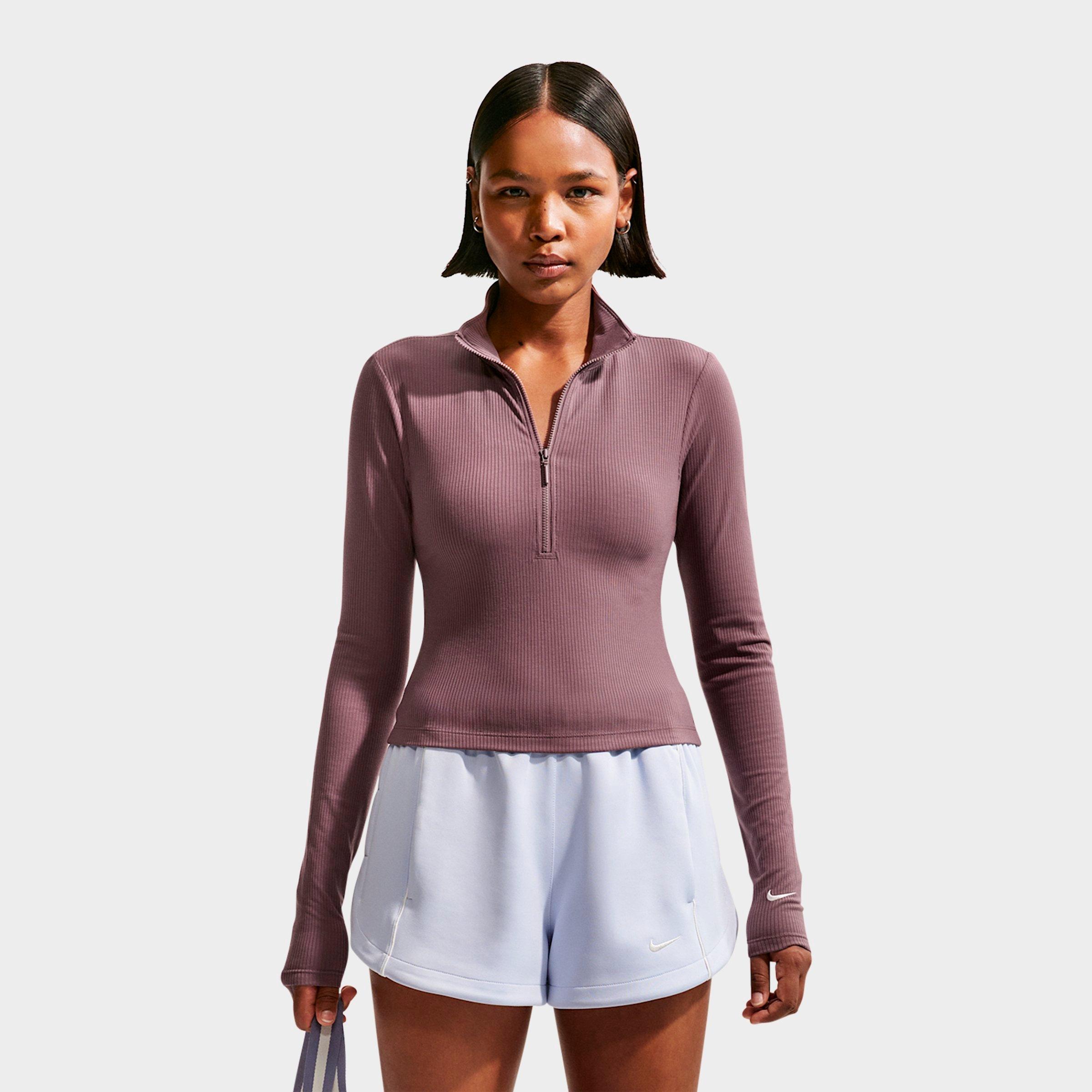 Women's Nike Sportswear Chill Knit Quarter-Zip Long-Sleeve Ribbed