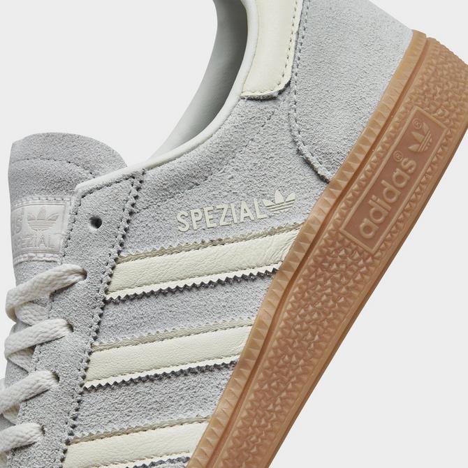 Front view of Women's adidas Originals Handball Spezial Casual Shoes in Wonder Silver/Off White/Gum Click to zoom