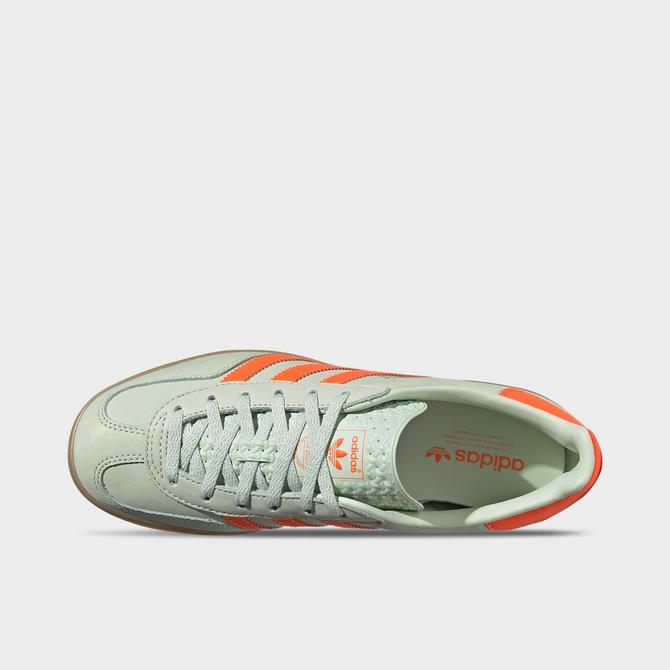 Back view of Women's adidas Originals Gazelle Casual Shoes in Linen Green/Solar Orange/Gum Click to zoom
