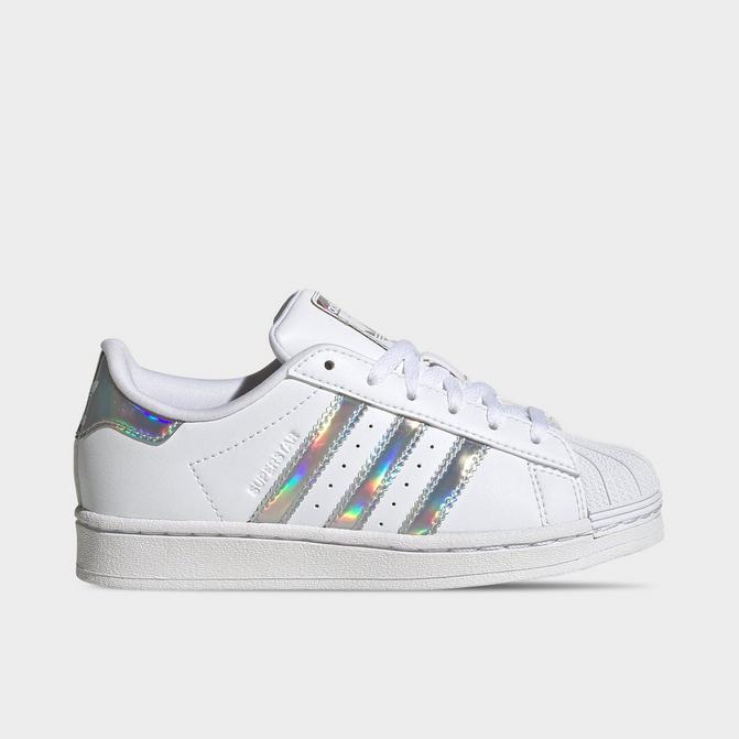 Adidas superstar white & metallic silver girls sales shoes