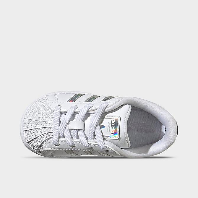 Back view of Kids' Toddler adidas Originals Superstar Casual Shoes in White/Silver Dawn Click to zoom