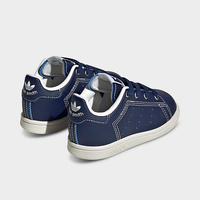 Left view of Kids' Toddler adidas Originals Stan Smith Stretch Lace Recycled Casual Shoes in Dark Blue/Core White/Dark Blue Click to zoom