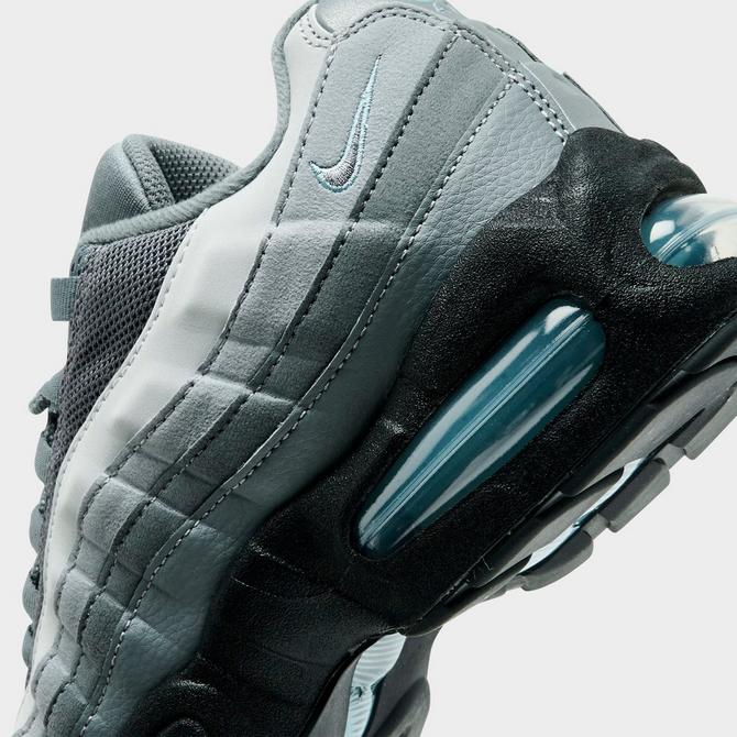 Front view of Big Kids' Nike Air Max 95 Casual Shoes in Cool Grey/Psychic Blue/Wolf Grey/Cool Grey Click to zoom