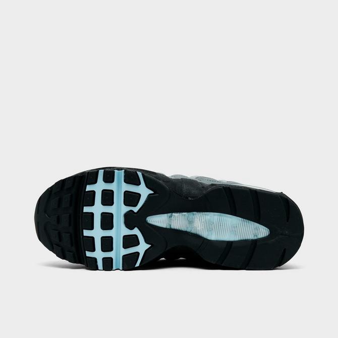 Bottom view of Big Kids' Nike Air Max 95 Casual Shoes in Cool Grey/Psychic Blue/Wolf Grey/Cool Grey Click to zoom