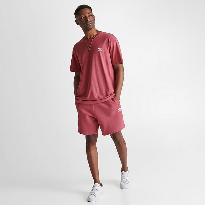 Front Three Quarter view of Men's adidas Originals Essentials Shorts in Pink Strata/White Click to zoom