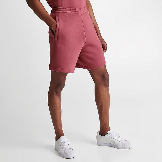 Back Left view of Men's adidas Originals Essentials Shorts in Pink Strata/White Click to zoom