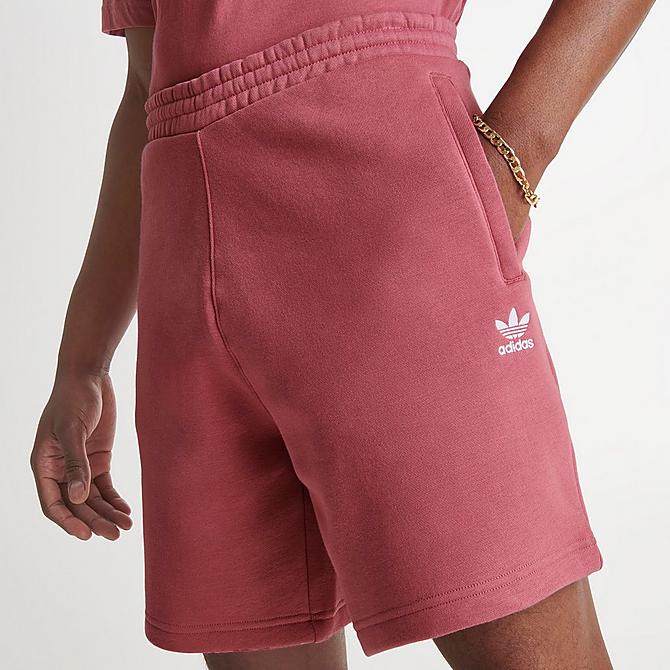 On Model 5 view of Men's adidas Originals Essentials Shorts in Pink Strata/White Click to zoom