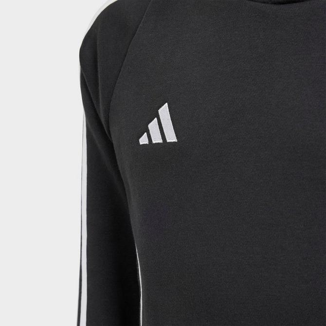 [angle] view of Kids' adidas Tiro 24 Sweat Hoodie in Black/White Click to zoom