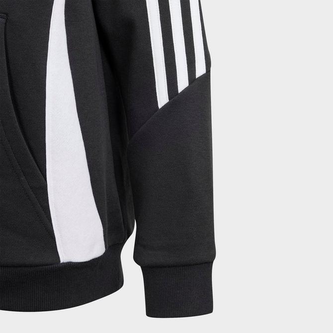 [angle] view of Kids' adidas Tiro 24 Sweat Hoodie in Black/White Click to zoom