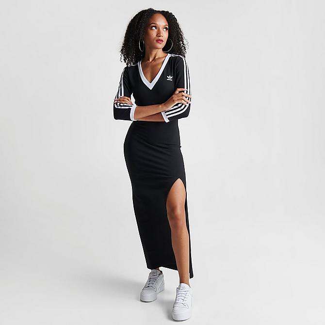 Women's adidas adicolor Classics 3 Stripes V-Neck Midi Dress| Finish Line