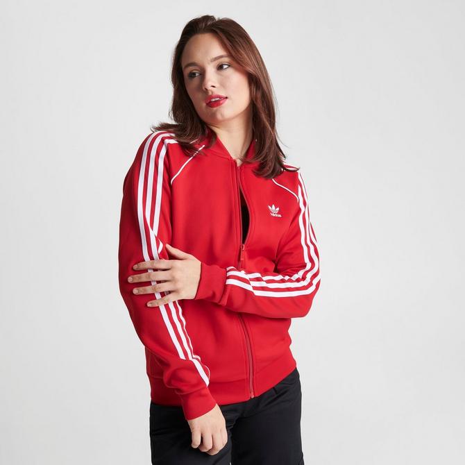 Adidas superstar track hot sale top red