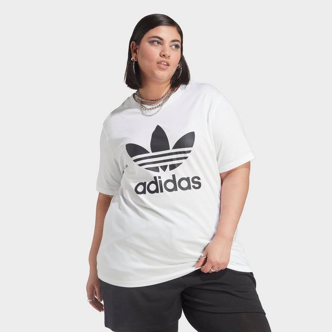 Women's Originals Adicolor Classics Trefoil T-Shirt (Plus Size) in White/White Size 3X | Cotton by Adidas