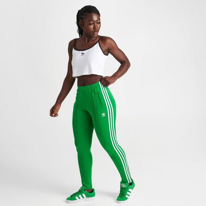 adidas Originals adicolor three stripe trefoil legging in green