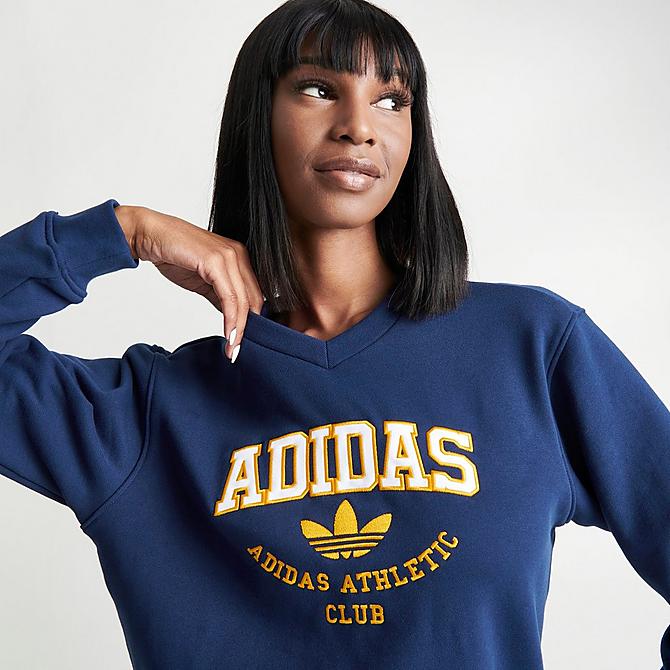 Women's adidas College Graphic V-Neck Sweatshirt | Finish Line