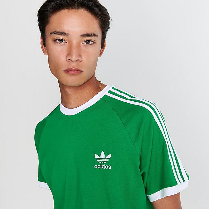 On Model 5 view of Men's adidas Originals 3-Stripes California T-Shirt in Green Click to zoom