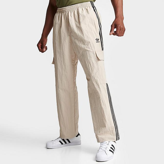Front view of Men's adidas Originals adicolor Classics 3-Stripes Cargo Pants in Wonder Beige Click to zoom