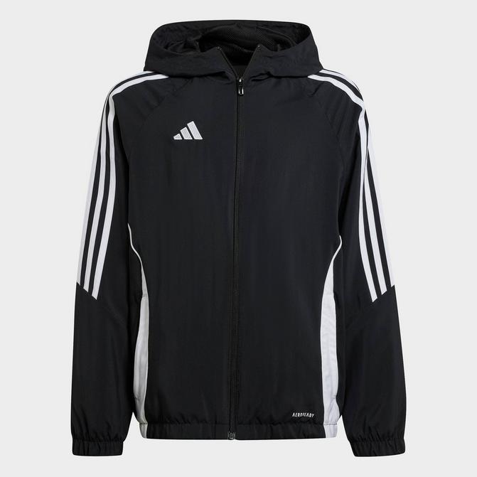 [angle] view of Kids' adidas Tiro 24 Windbreaker in Black/White Click to zoom