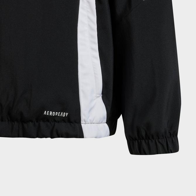 [angle] view of Kids' adidas Tiro 24 Windbreaker in Black/White Click to zoom