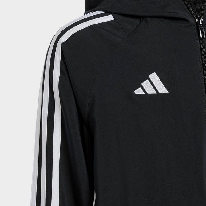 [angle] view of Kids' adidas Tiro 24 Windbreaker in Black/White Click to zoom