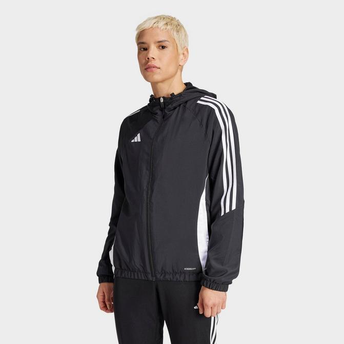 [angle] view of Women's adidas Tiro 24 Windbreaker Jacket in Black/White Click to zoom