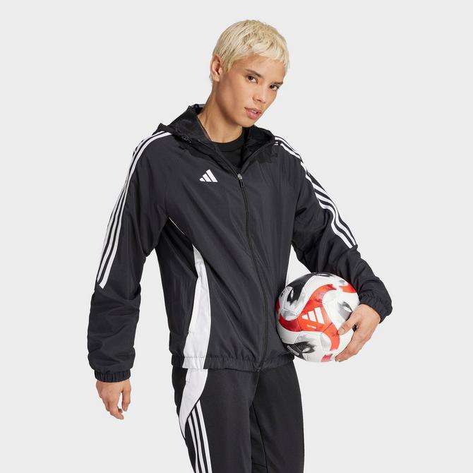 [angle] view of Women's adidas Tiro 24 Windbreaker Jacket in Black/White Click to zoom