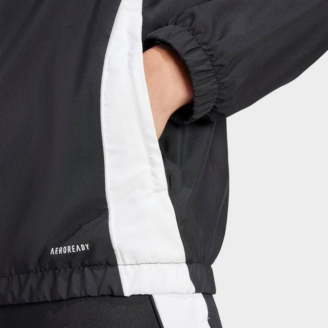 [angle] view of Women's adidas Tiro 24 Windbreaker Jacket in Black/White Click to zoom