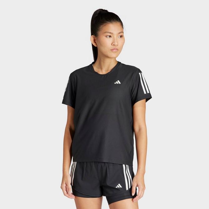 [angle] view of Women's adidas Own The Run T-Shirt in Black Click to zoom