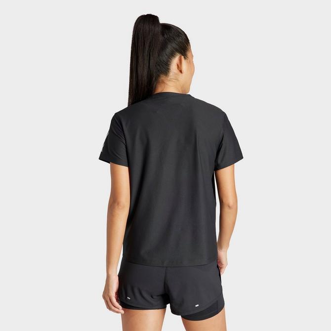 [angle] view of Women's adidas Own The Run T-Shirt in Black Click to zoom