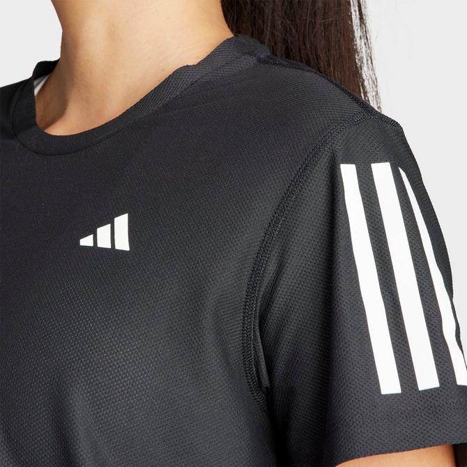 [angle] view of Women's adidas Own The Run T-Shirt in Black Click to zoom