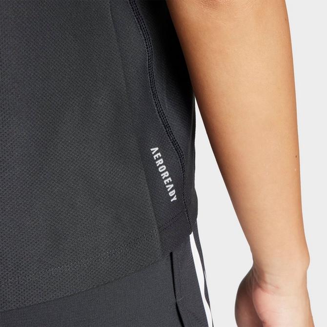 [angle] view of Women's adidas Own The Run T-Shirt in Black Click to zoom
