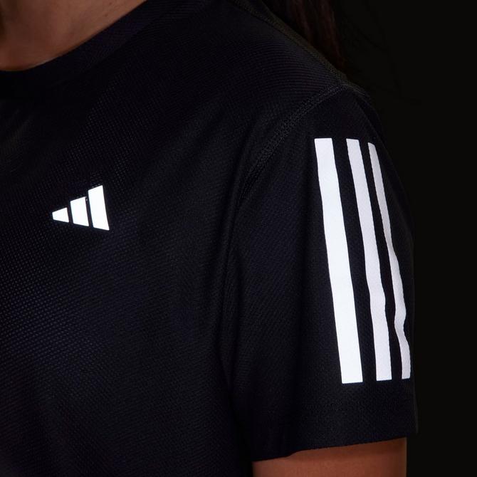 [angle] view of Women's adidas Own The Run T-Shirt in Black Click to zoom