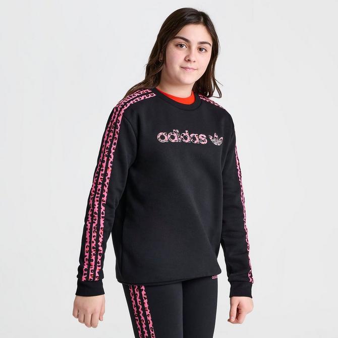 Girls adidas Originals Leopard Stripes Sweatshirt