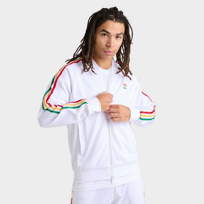 White adidas jacket with green outlet stripe