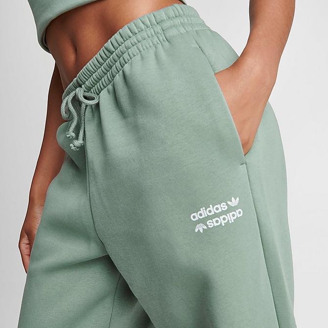 On Model 5 view of Women's adidas Originals Linear Jogger Pants in Silver Green Click to zoom