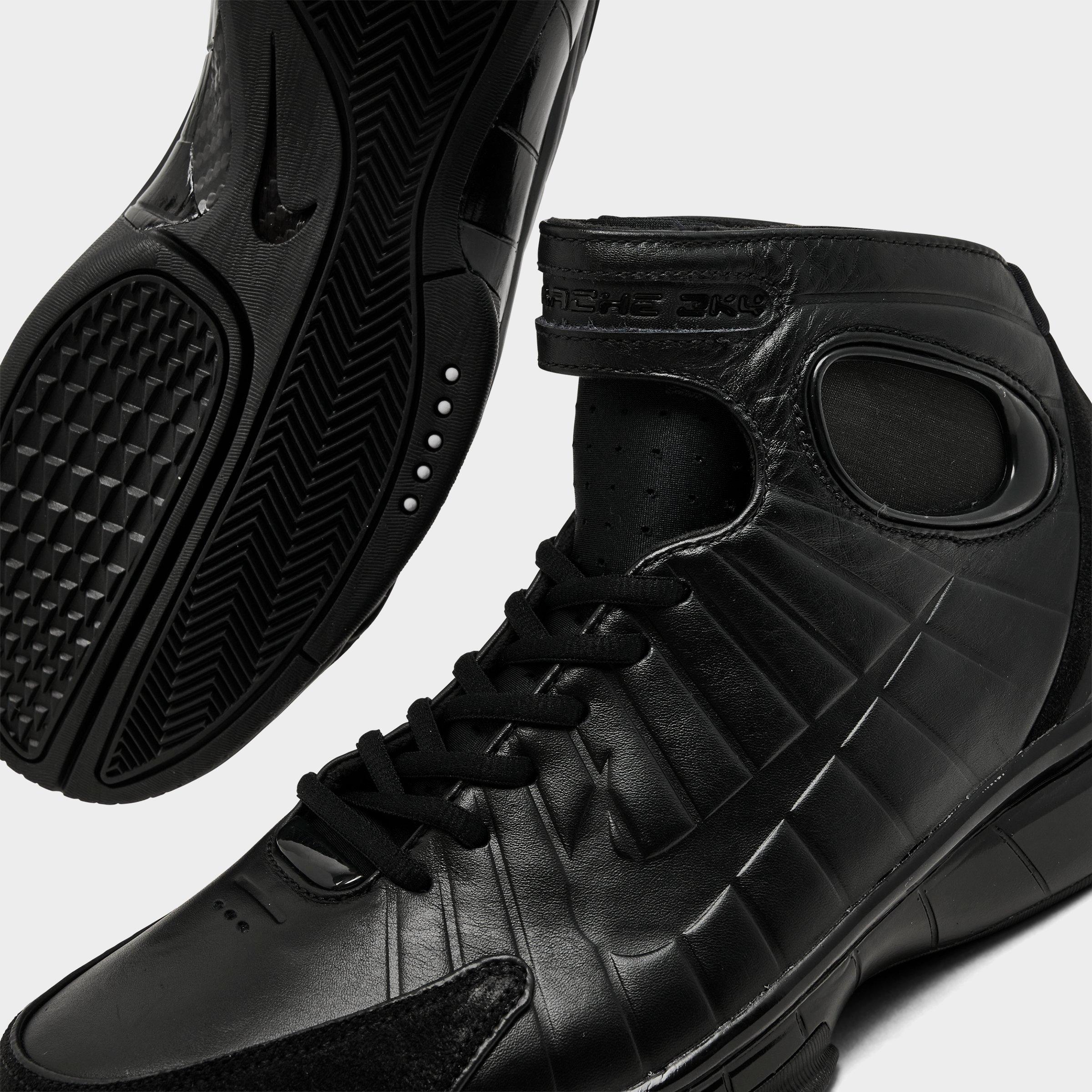 Nike Air Huarache Elite Black Leather Mens Size 9 Adjustable High Top Shoes Nike Alpha Huarache Elite 2 Mid Black White for Sale  main image 4