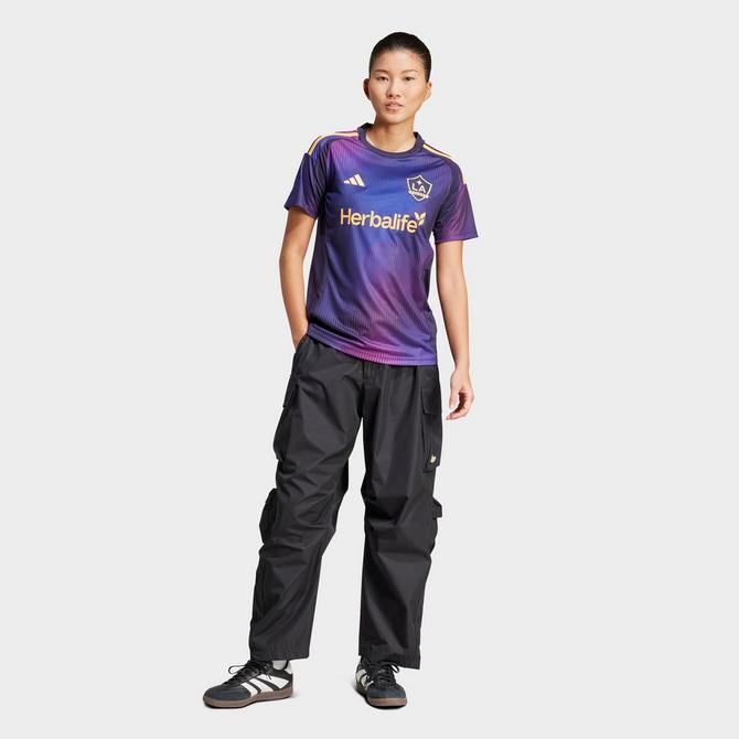 Front Three Quarter view of Women's adidas LA Galaxy 25/26 Away Jersey in Noble Ink Click to zoom