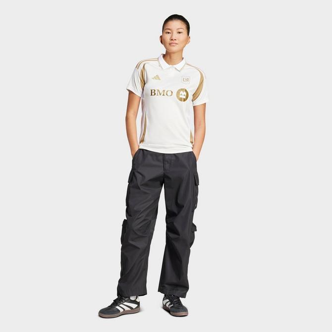 Front Three Quarter view of Women's adidas Los Angeles FC 25/26 Away Jersey in White Click to zoom